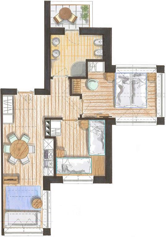 Color Home Suite Apartments Predazzo Room photo